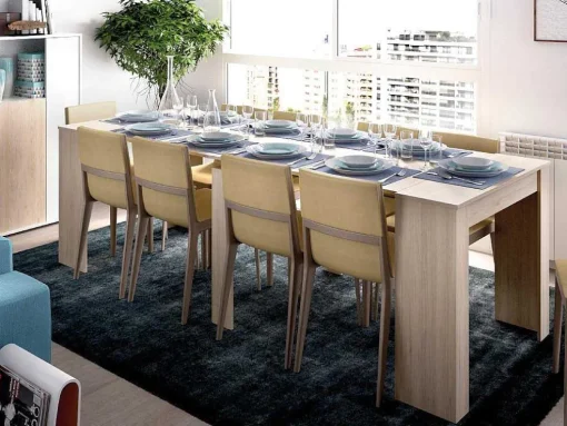Uittrekbare Sidetabletafel Onega - 10 Personen - 4 Verlengstukken - Kleur: Eiken