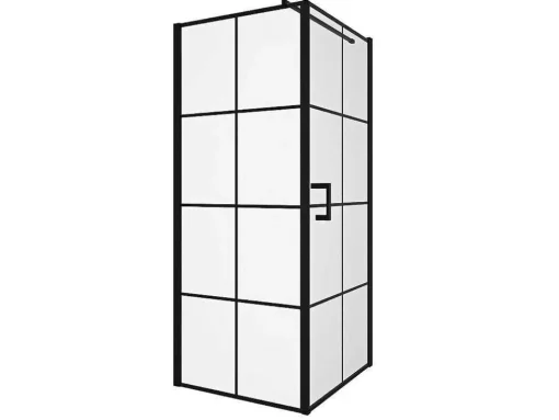Vast Douchescherm Met Matzwarte Taatsdeur - 80 X 80 X 190 Cm - Caparica