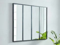 Vensterspiegel Industriele Stijl Dudley - Ijzer - 4 Delen - H120 X B90 Cm