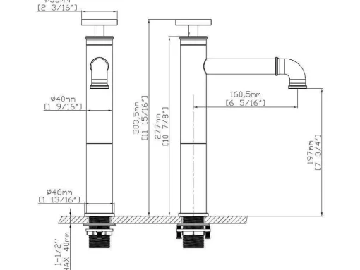 Verhoogde Mechanische Mengkraan - H30,3 Cm - Matzwart - Kodva