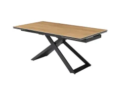Verlengbare Eettafel 6 Tot 10 Plaatsen Van Keramiek, Gehard Glas En Metaal - Licht Naturel En Zwart - Xerena Van Pascal Morabito