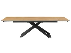 Verlengbare Eettafel 6 Tot 10 Plaatsen Van Keramiek, Gehard Glas En Metaal - Licht Naturel En Zwart - Xerena Van Pascal Morabito