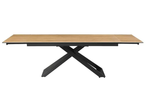 Verlengbare Eettafel 6 Tot 10 Plaatsen Van Keramiek, Gehard Glas En Metaal - Licht Naturel En Zwart - Xerena Van Pascal Morabito
