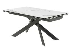 Verlengbare Eettafel 6 Tot 10 Plaatsen Van Keramiek En Metaal - Wit Marmereffect En Antraciet - Corema Van Pascal Morabito