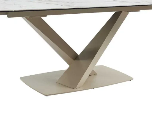 Verlengbare Eettafel 6 Tot 10 Plaatsen Van Keramiek En Metaal - Wit En Beige Marmereffect - Malata - Van Pascal Morabito