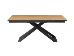 Verlengbare Eettafel 6 Tot 10 Plaatsen Van Keramiek, Gehard Glas En Metaal - Licht Naturel En Zwart - Xerena Van Pascal Morabito