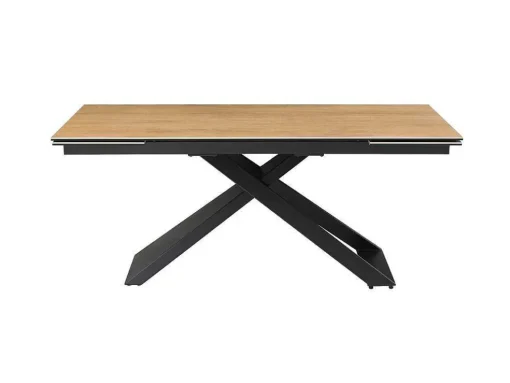 Verlengbare Eettafel 6 Tot 10 Plaatsen Van Keramiek, Gehard Glas En Metaal - Licht Naturel En Zwart - Xerena Van Pascal Morabito