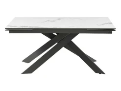 Verlengbare Eettafel 6 Tot 10 Plaatsen Van Keramiek En Metaal - Wit Marmereffect En Antraciet - Corema Van Pascal Morabito