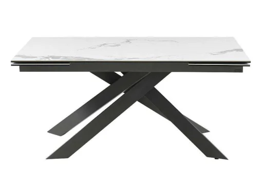 Verlengbare Eettafel 6 Tot 10 Plaatsen Van Keramiek En Metaal - Wit Marmereffect En Antraciet - Corema Van Pascal Morabito