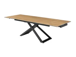 Verlengbare Eettafel 6 Tot 10 Plaatsen Van Keramiek, Gehard Glas En Metaal - Licht Naturel En Zwart - Xerena Van Pascal Morabito