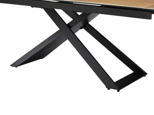 Verlengbare Eettafel 6 Tot 10 Plaatsen Van Keramiek, Gehard Glas En Metaal - Licht Naturel En Zwart - Xerena Van Pascal Morabito