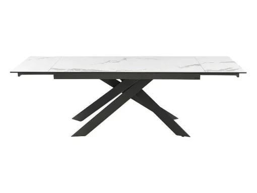 Verlengbare Eettafel 6 Tot 10 Plaatsen Van Keramiek En Metaal - Wit Marmereffect En Antraciet - Corema Van Pascal Morabito