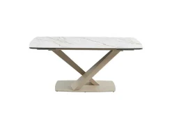 Verlengbare Eettafel 6 Tot 10 Plaatsen Van Keramiek En Metaal - Wit En Beige Marmereffect - Malata - Van Pascal Morabito