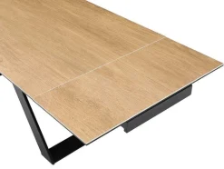 Verlengbare Eettafel 6 Tot 10 Plaatsen Van Keramiek, Gehard Glas En Metaal - Licht Naturel En Zwart - Xerena Van Pascal Morabito