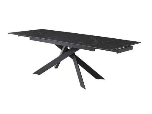 Verlengbare Eettafel 6 Tot 10 Plaatsen Van Keramiek En Metaal - Wit Marmereffect En Antraciet - Corema Van Pascal Morabito