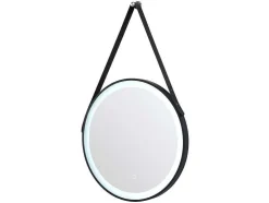 Verlichte Badkamerspiegel Met Antibewaseming En Zwart Kader Met Een Haak - 60 X 60 Cm Borja