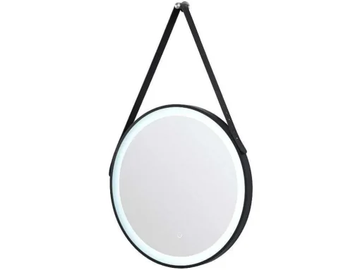 Verlichte Badkamerspiegel Met Antibewaseming En Zwart Kader Met Een Haak - 60 X 60 Cm Borja