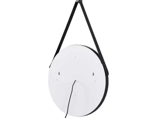 Verlichte Badkamerspiegel Met Antibewaseming En Zwart Kader Met Een Haak - 60 X 60 Cm Borja