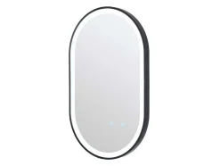 Verlichte Ovale Badkamerspiegel Met Antibewaseming En Zwart Kader - 50 X 80 Cm Alarico