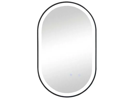 Verlichte Ovale Badkamerspiegel Met Antibewaseming En Zwart Kader - 50 X 80 Cm Alarico