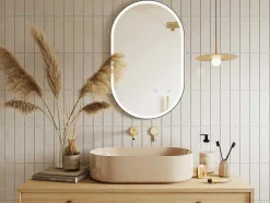 Verlichte Ovale Badkamerspiegel Met Antibewaseming En Zwart Kader - 50 X 80 Cm Alarico