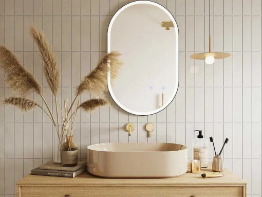 Verlichte Ovale Badkamerspiegel Met Antibewaseming En Zwart Kader - 50 X 80 Cm Alarico