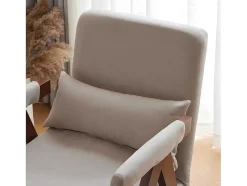 Verstelbare Converteerbare Gewatteerde Fauteuil Van Katoenen Stof - Beige