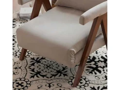 Verstelbare Converteerbare Gewatteerde Fauteuil Van Katoenen Stof - Beige