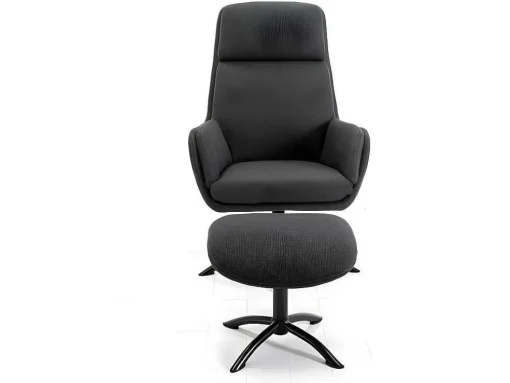 Verstelbare Fauteuil Van Linnen Met Voetensteun Arbori - Donkergrijs