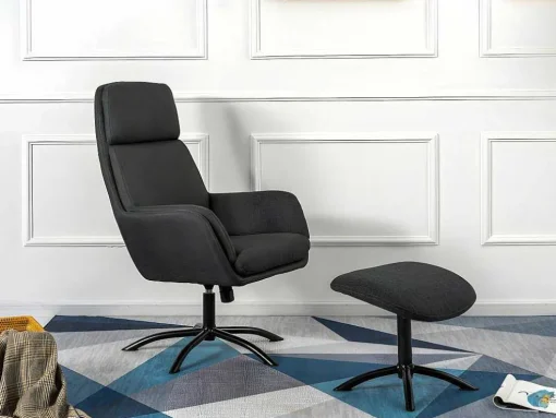 Verstelbare Fauteuil Van Linnen Met Voetensteun Arbori - Donkergrijs