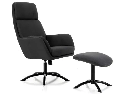 Verstelbare Fauteuil Van Linnen Met Voetensteun Arbori - Donkergrijs