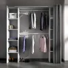 Verstelbare Kledingkast Dorian Met Gordijn - L 110/180 Cm - Kleuren: Wit En Grijs