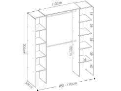 Verstelbare Kledingkast Dorian - L164/234 Cm - Eiken En Antraciet