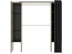 Verstelbare Kledingkast Dorian Met Gordijn - L110/180Cm - Kleuren: Eik En Antraciet
