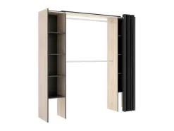 Verstelbare Kledingkast Dorian Met Gordijn - L110/180Cm - Kleuren: Eik En Antraciet