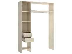 Verstelbare Kledingkast Gontran - L164 / 214 Cm - Eiken En Grijs