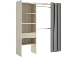 Verstelbare Kledingkast Gontran - L164 / 214 Cm - Eiken En Grijs