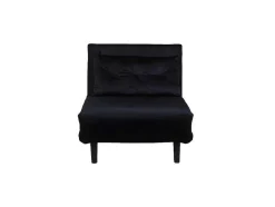 Vicky Slaapbank ,Fauteuil Velours Zwart.