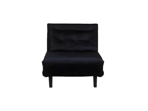 Vicky Slaapbank ,Fauteuil Velours Zwart.
