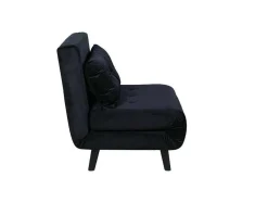Vicky Slaapbank ,Fauteuil Velours Zwart.