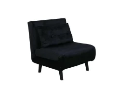 Vicky Slaapbank ,Fauteuil Velours Zwart.