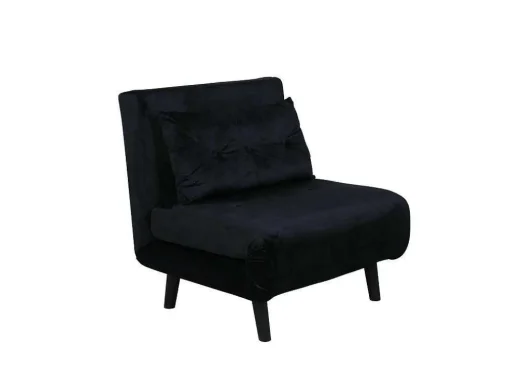 Vicky Slaapbank ,Fauteuil Velours Zwart.
