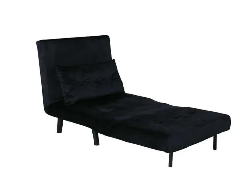 Vicky Slaapbank ,Fauteuil Velours Zwart.