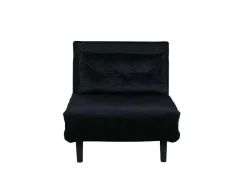 Vicky Slaapbank ,Fauteuil Velours Zwart.