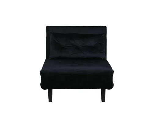 Vicky Slaapbank ,Fauteuil Velours Zwart.
