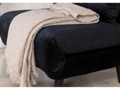 Vicky Slaapbank ,Fauteuil Velours Zwart.