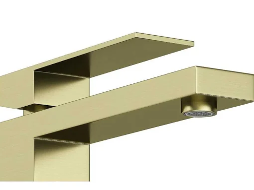 Vierkante Hoge Mechanische Mengkraan - H29,5 Cm - Goud Met Satijnglans - Vipava