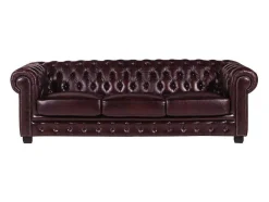 Vierzits Chesterfieldbank Brenton 100% Buffelleer - Cherry
