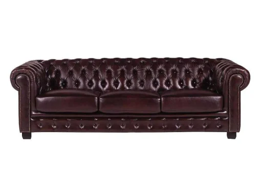 Vierzits Chesterfieldbank Brenton 100% Buffelleer - Cherry