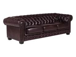 Vierzits Chesterfieldbank Brenton 100% Buffelleer - Cherry